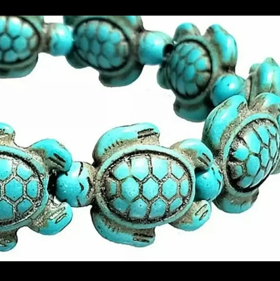Turqouise Turtle turtles stretchy bracelet - Picture 2 of 2